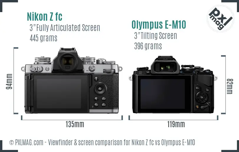Nikon Z fc vs Olympus E-M10 Screen and Viewfinder comparison Nikon Z fc vs Olympus E-M10 Screen and Viewfinder comparison