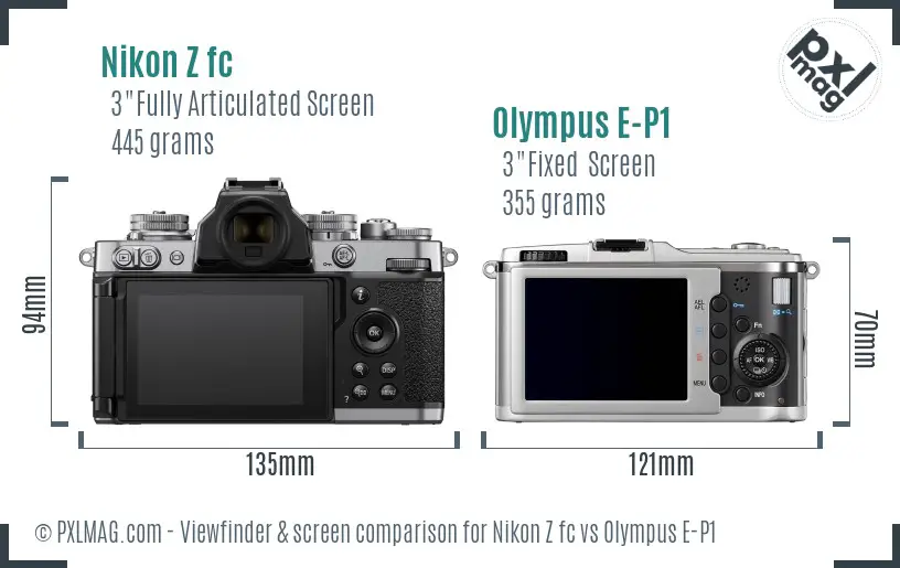 Nikon Z fc vs Olympus E-P1 Screen and Viewfinder comparison Nikon Z fc vs Olympus E-P1 Screen and Viewfinder comparison