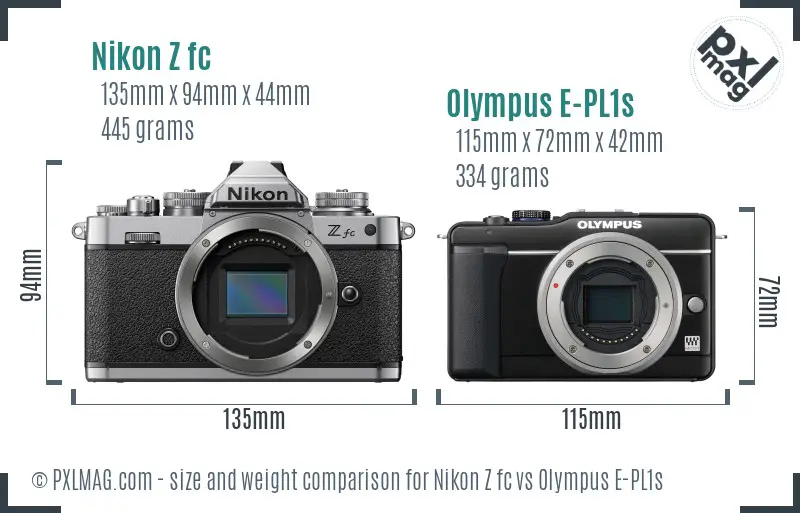 Nikon Z fc vs Olympus E-PL1s size comparison Nikon Z fc vs Olympus E-PL1s size comparison