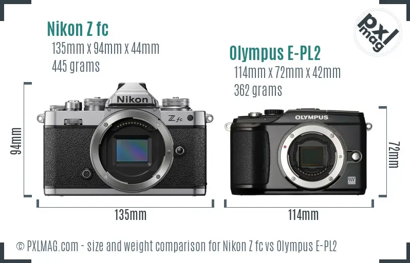 Nikon Z fc vs Olympus E-PL2 size comparison