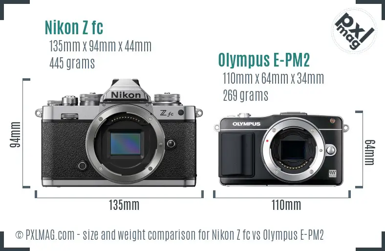 Nikon Z fc vs Olympus E-PM2 size comparison