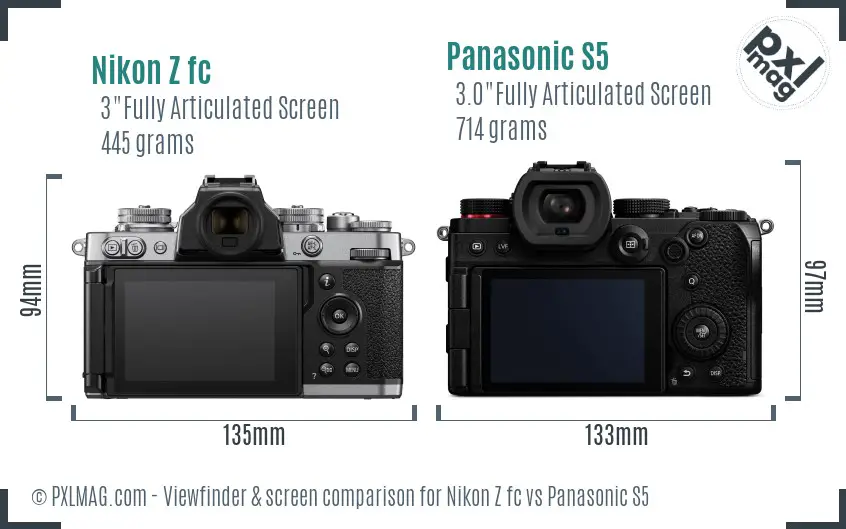 Nikon Z fc vs Panasonic S5 Screen and Viewfinder comparison