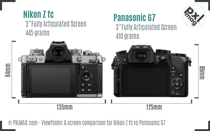 Nikon Z fc vs Panasonic G7 Screen and Viewfinder comparison Nikon Z fc vs Panasonic G7 Screen and Viewfinder comparison