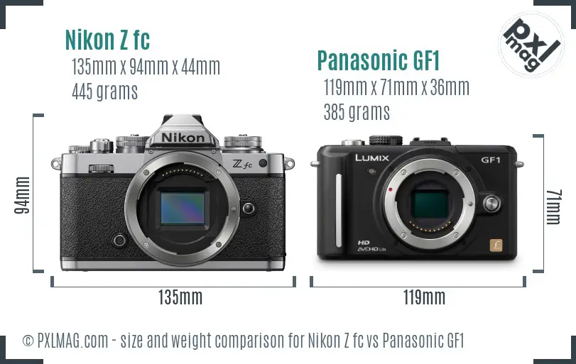 Nikon Z fc vs Panasonic GF1 size comparison