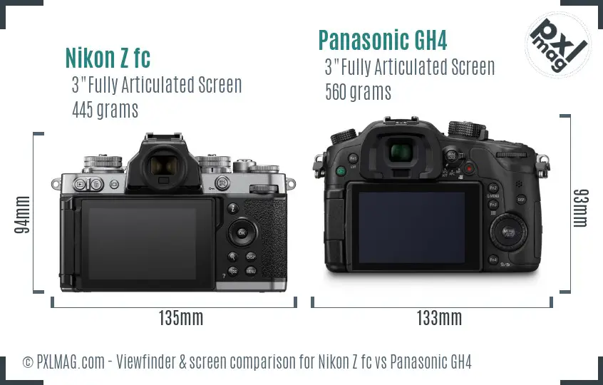 Nikon Z fc vs Panasonic GH4 Screen and Viewfinder comparison Nikon Z fc vs Panasonic GH4 Screen and Viewfinder comparison