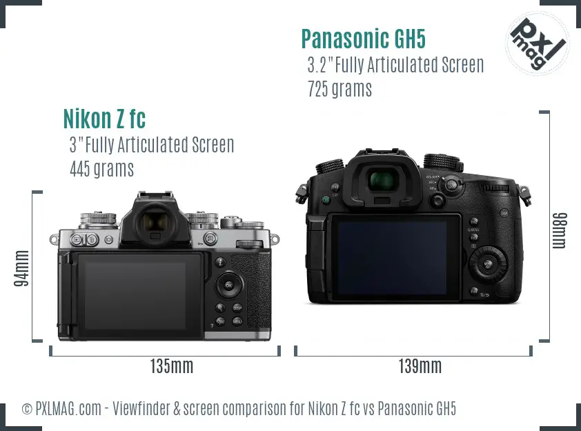 Nikon Z fc vs Panasonic GH5 Screen and Viewfinder comparison