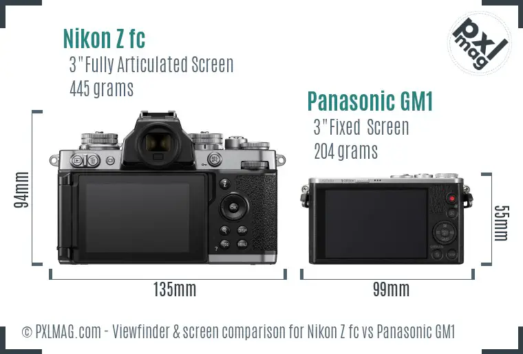 Nikon Z fc vs Panasonic GM1 Screen and Viewfinder comparison