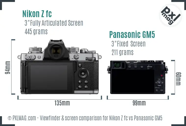 Nikon Z fc vs Panasonic GM5 Screen and Viewfinder comparison