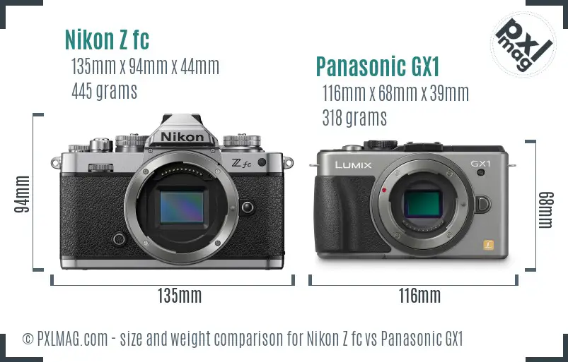 Nikon Z fc vs Panasonic GX1 size comparison