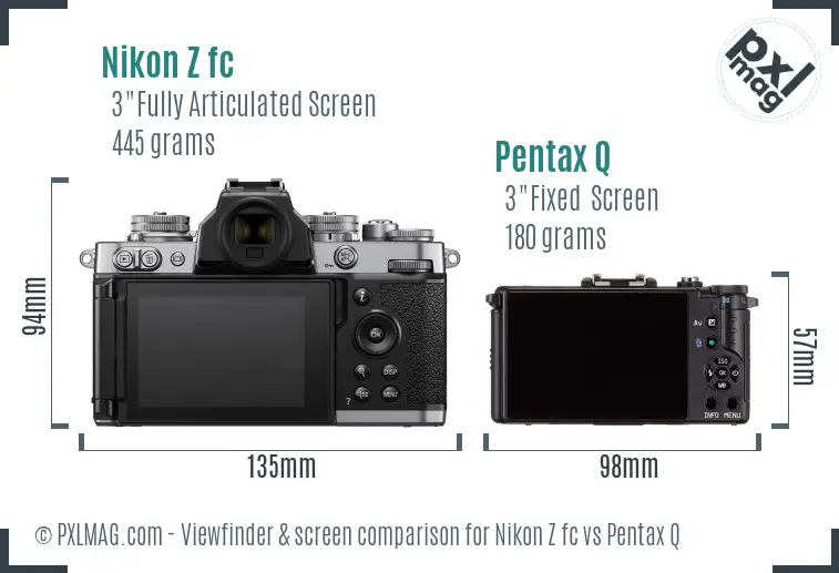 Nikon Z fc vs Pentax Q Screen and Viewfinder comparison Nikon Z fc vs Pentax Q Screen and Viewfinder comparison