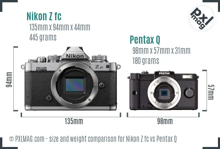 Nikon Z fc vs Pentax Q size comparison Nikon Z fc vs Pentax Q size comparison