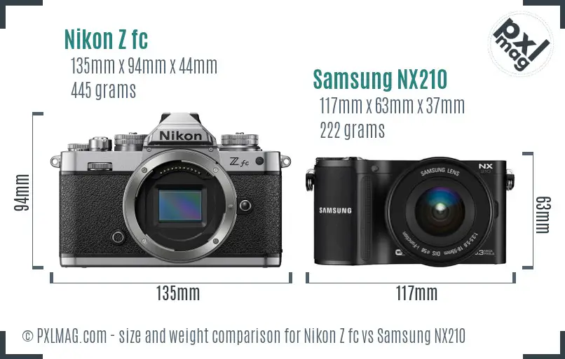 Nikon Z fc vs Samsung NX210 size comparison Nikon Z fc vs Samsung NX210 size comparison