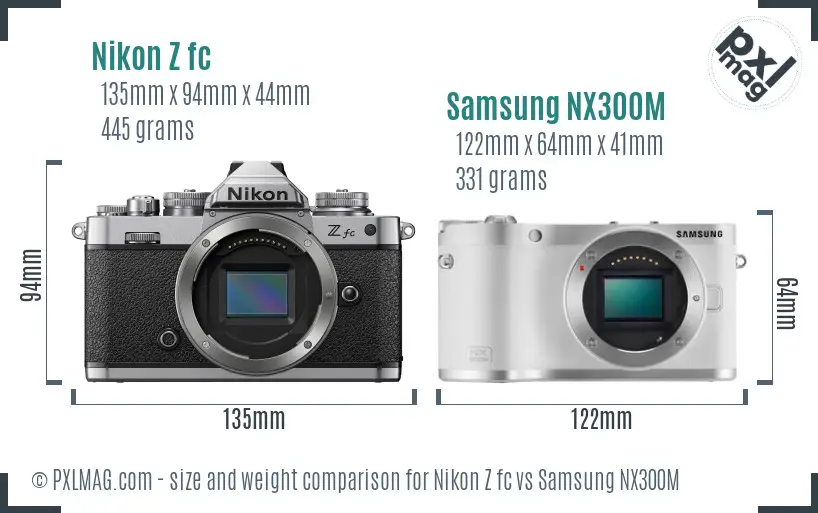 Nikon Z fc vs Samsung NX300M size comparison