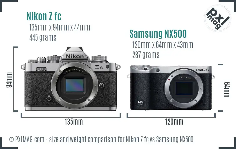 Nikon Z fc vs Samsung NX500 size comparison Nikon Z fc vs Samsung NX500 size comparison