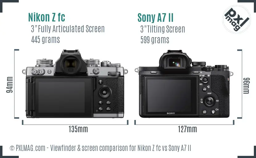 Nikon Z fc vs Sony A7 II Screen and Viewfinder comparison Nikon Z fc vs Sony A7 II Screen and Viewfinder comparison