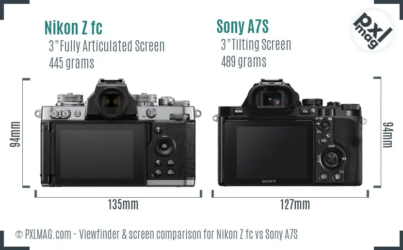 Nikon Z fc vs Sony A7S Screen and Viewfinder comparison Nikon Z fc vs Sony A7S Screen and Viewfinder comparison