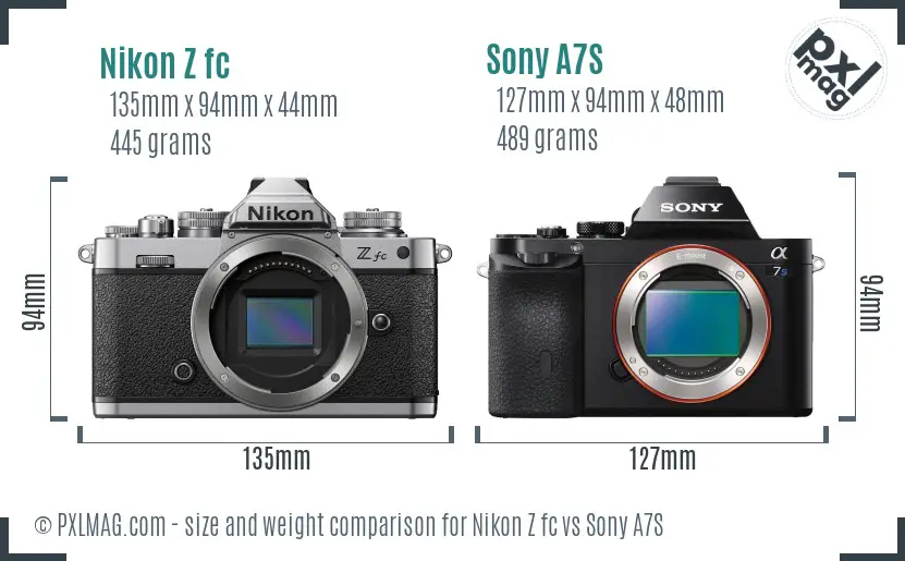 Nikon Z fc vs Sony A7S size comparison Nikon Z fc vs Sony A7S size comparison
