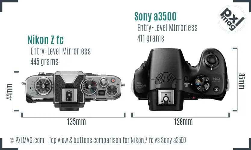 Nikon Z fc vs Sony a3500 top view buttons comparison