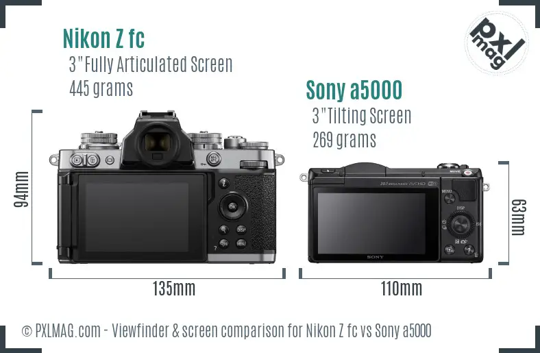Nikon Z fc vs Sony a5000 Screen and Viewfinder comparison Nikon Z fc vs Sony a5000 Screen and Viewfinder comparison