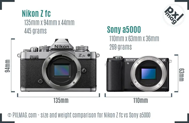 Nikon Z fc vs Sony a5000 size comparison Nikon Z fc vs Sony a5000 size comparison