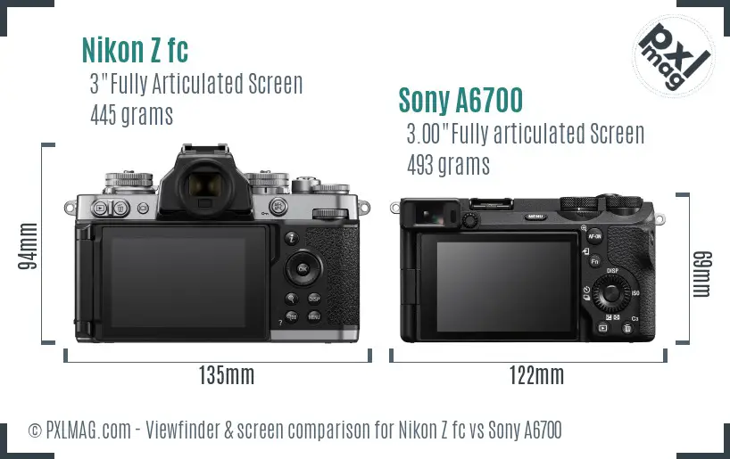 Nikon Z fc vs Sony A6700 Screen and Viewfinder comparison Nikon Z fc vs Sony A6700 Screen and Viewfinder comparison