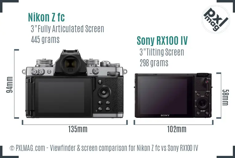 Nikon Z fc vs Sony RX100 IV Screen and Viewfinder comparison Nikon Z fc vs Sony RX100 IV Screen and Viewfinder comparison