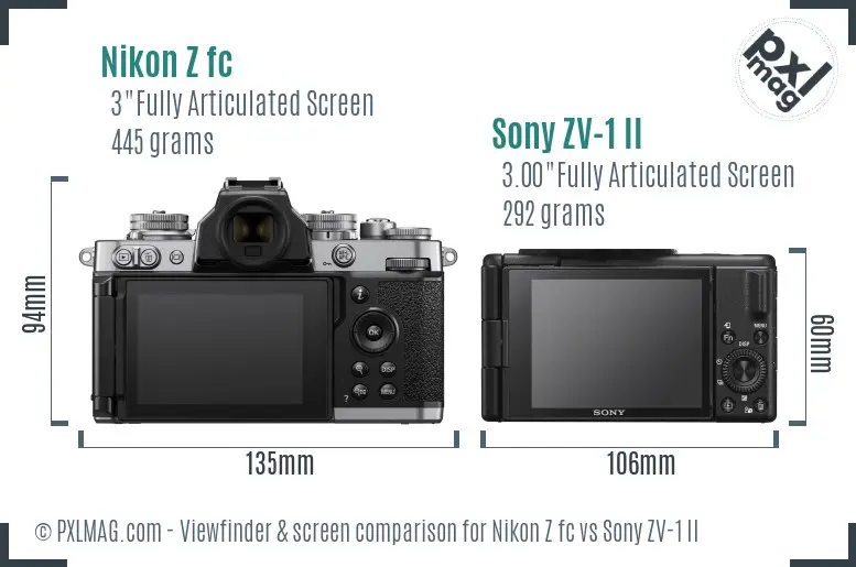 Nikon Z fc vs Sony ZV-1 II Screen and Viewfinder comparison Nikon Z fc vs Sony ZV-1 II Screen and Viewfinder comparison