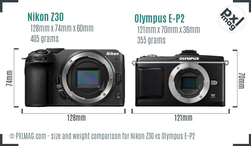 Nikon Z30 vs Olympus E-P2 size comparison