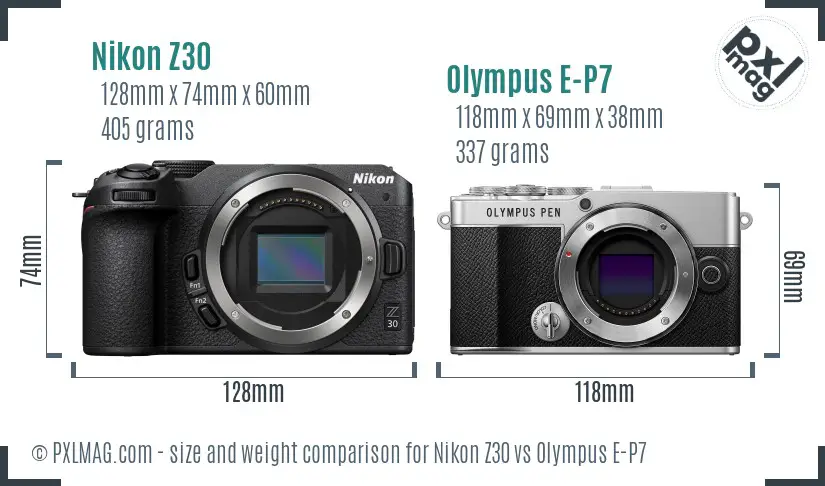 Nikon Z30 vs Olympus E-P7 size comparison