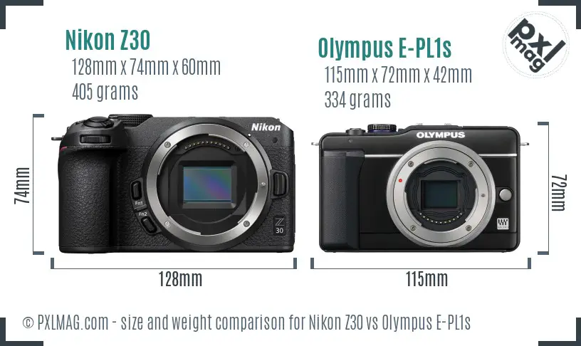 Nikon Z30 vs Olympus E-PL1s size comparison