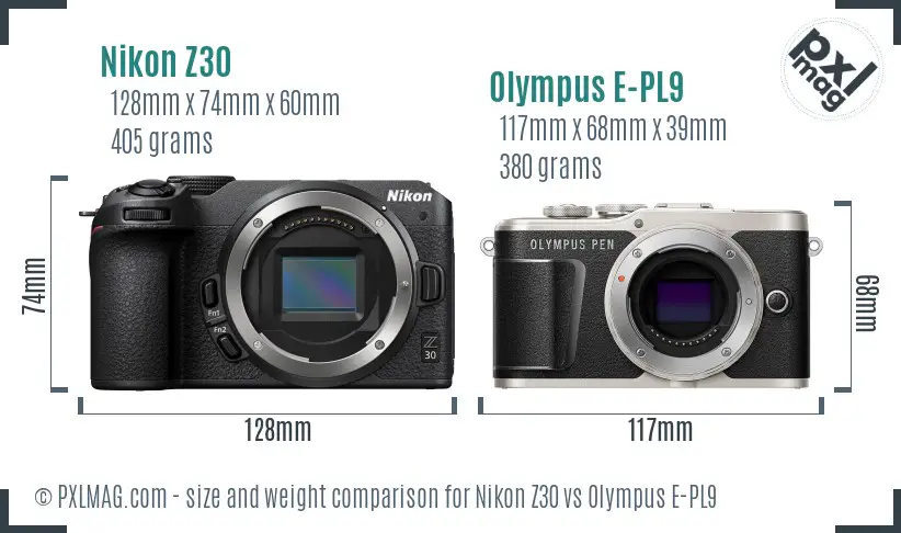 Nikon Z30 vs Olympus E-PL9 size comparison