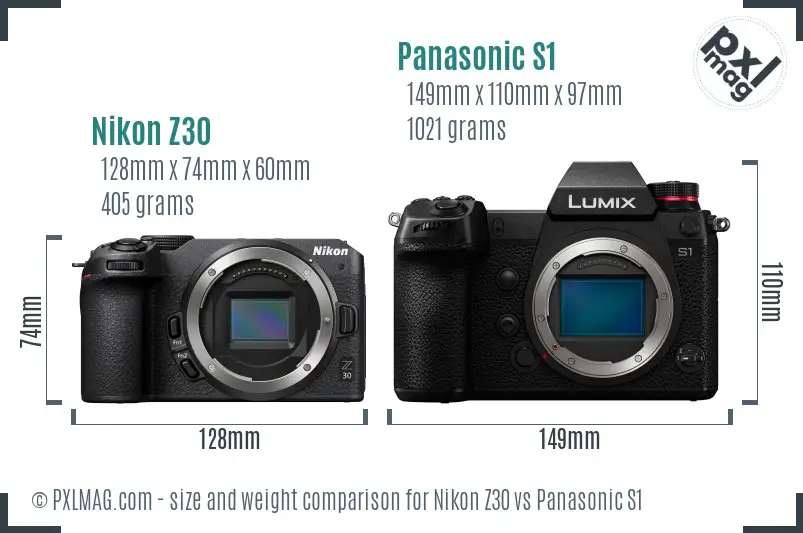 Nikon Z30 vs Panasonic S1 size comparison