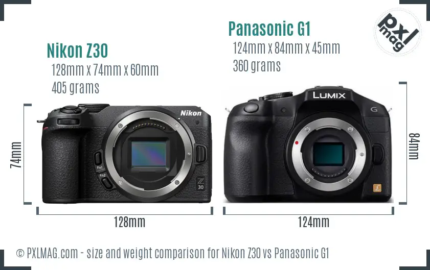 Nikon Z30 vs Panasonic G1 size comparison