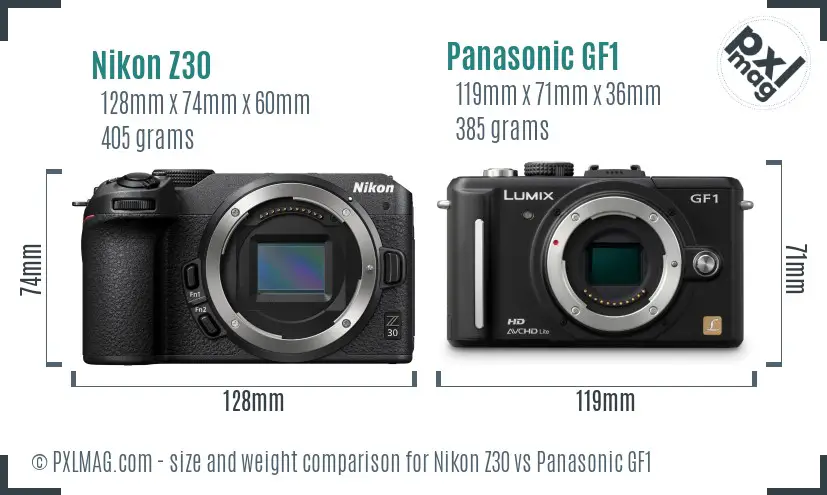 Nikon Z30 vs Panasonic GF1 size comparison