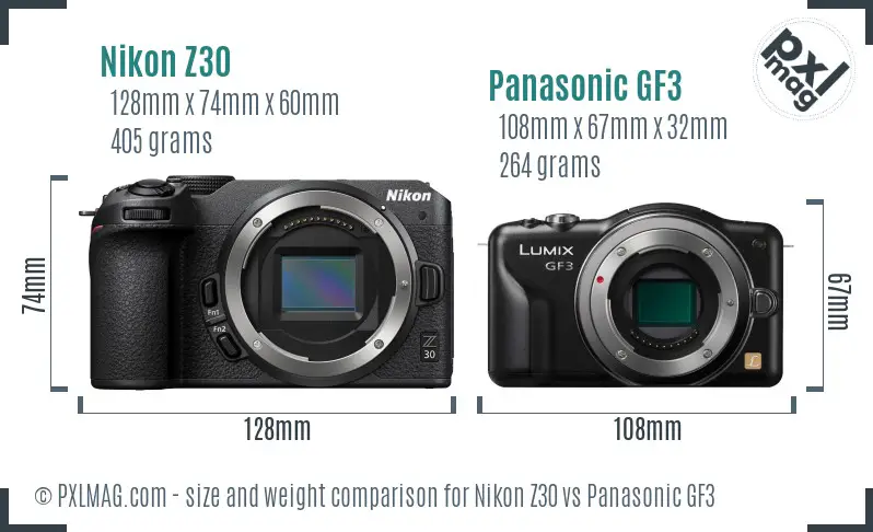 Nikon Z30 vs Panasonic GF3 size comparison