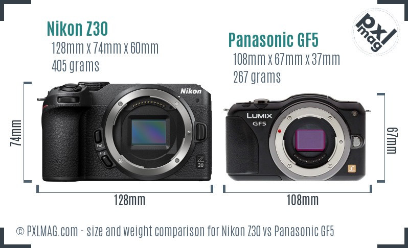 Nikon Z30 vs Panasonic GF5 size comparison