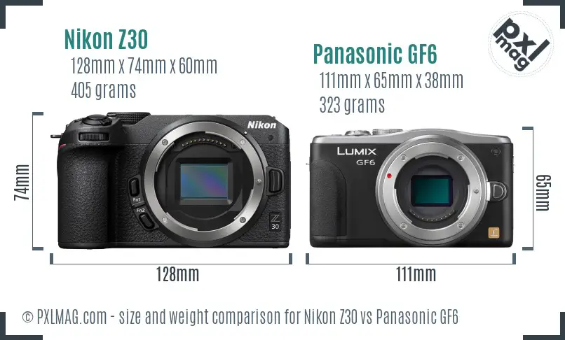 Nikon Z30 vs Panasonic GF6 size comparison