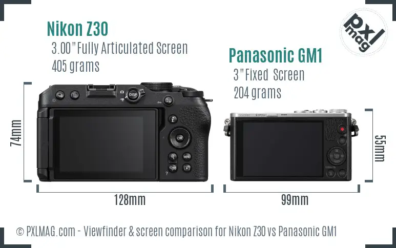 Nikon Z30 vs Panasonic GM1 Screen and Viewfinder comparison Nikon Z30 vs Panasonic GM1 Screen and Viewfinder comparison