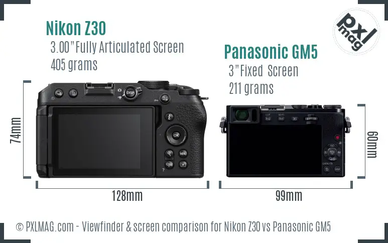 Nikon Z30 vs Panasonic GM5 Screen and Viewfinder comparison Nikon Z30 vs Panasonic GM5 Screen and Viewfinder comparison