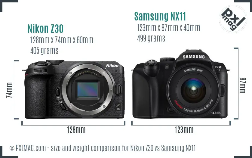 Nikon Z30 vs Samsung NX11 size comparison
