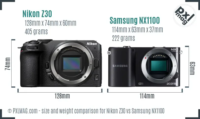 Nikon Z30 vs Samsung NX1100 size comparison