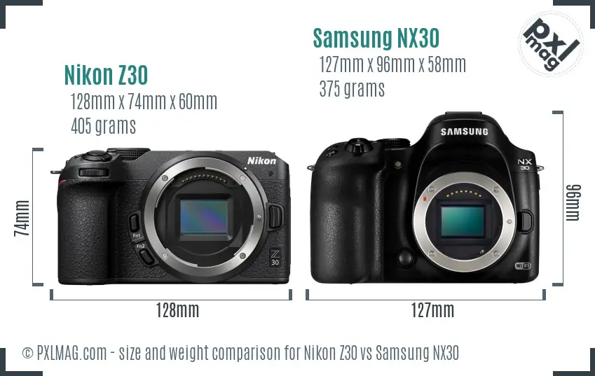 Nikon Z30 vs Samsung NX30 size comparison