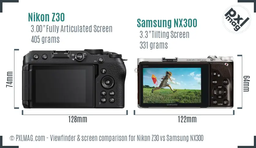 Nikon Z30 vs Samsung NX300 Screen and Viewfinder comparison