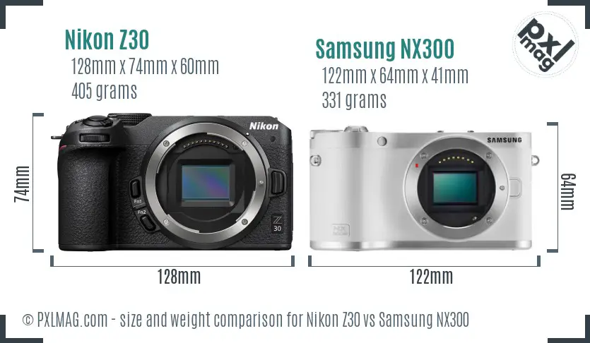 Nikon Z30 vs Samsung NX300 size comparison