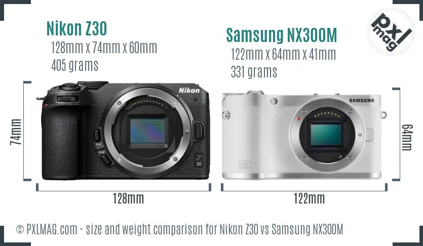 Nikon Z30 vs Samsung NX300M size comparison