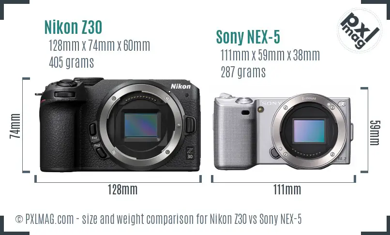 Nikon Z30 vs Sony NEX-5 size comparison Nikon Z30 vs Sony NEX-5 size comparison