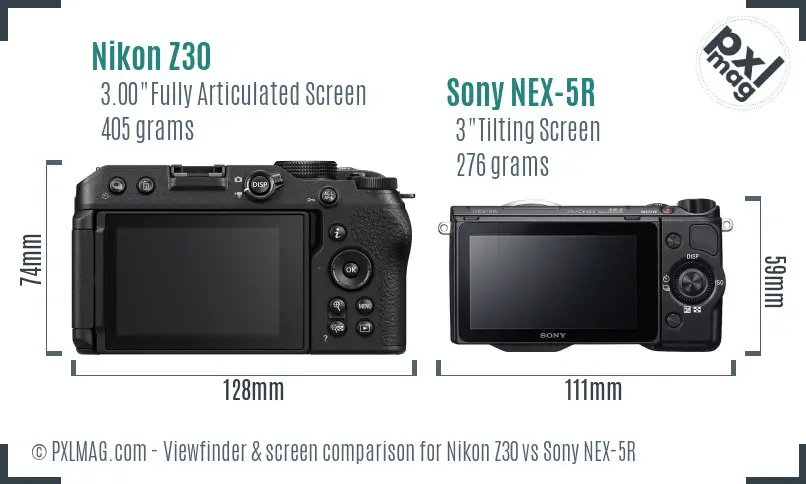 Nikon Z30 vs Sony NEX-5R Screen and Viewfinder comparison Nikon Z30 vs Sony NEX-5R Screen and Viewfinder comparison