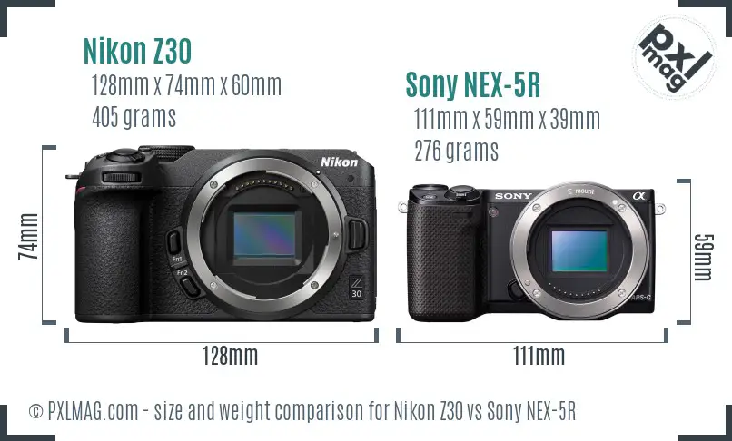Nikon Z30 vs Sony NEX-5R size comparison Nikon Z30 vs Sony NEX-5R size comparison