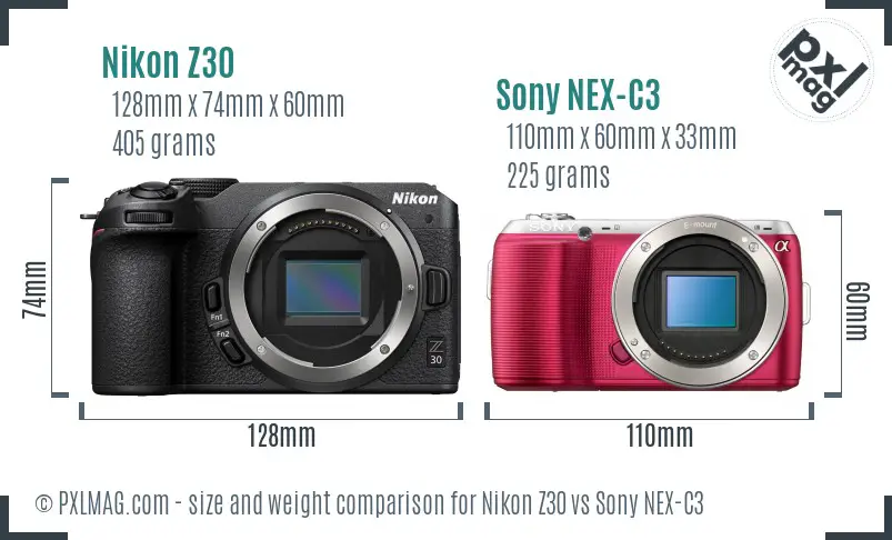 Nikon Z30 vs Sony NEX-C3 size comparison Nikon Z30 vs Sony NEX-C3 size comparison