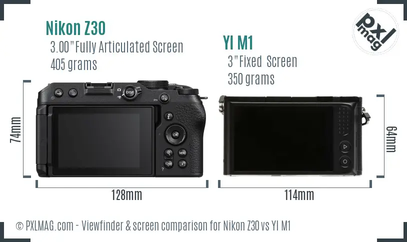 Nikon Z30 vs YI M1 Screen and Viewfinder comparison